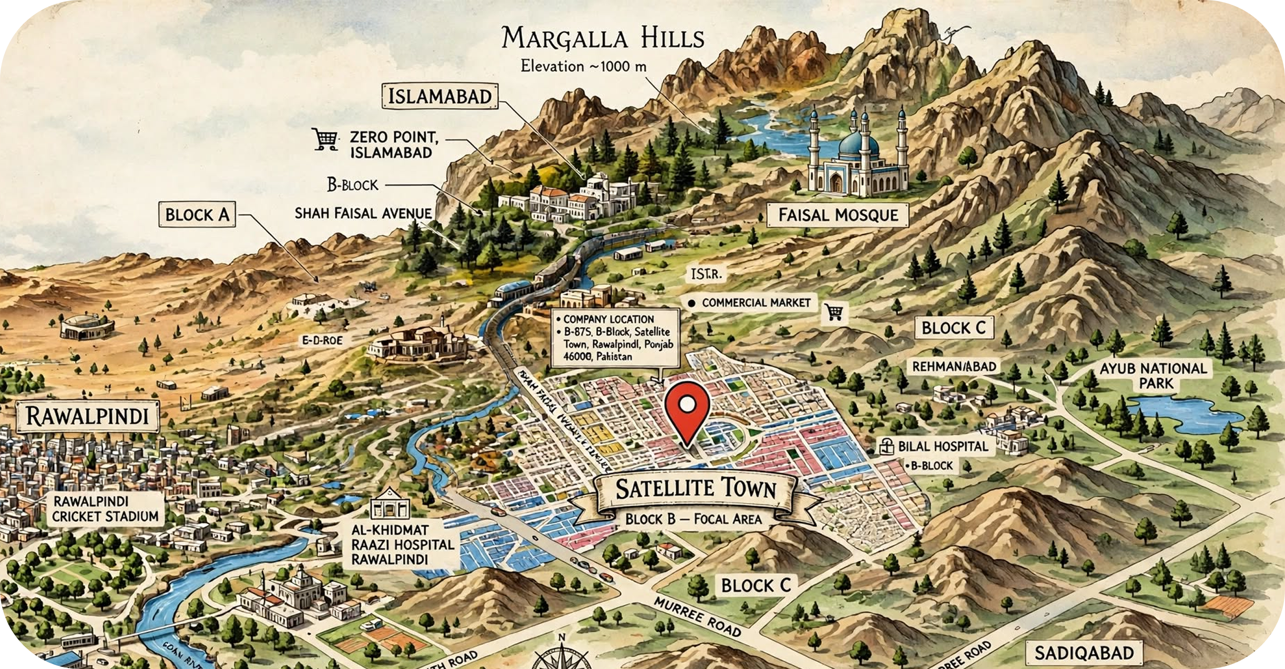 Map: Satellite Town, Rawalpindi